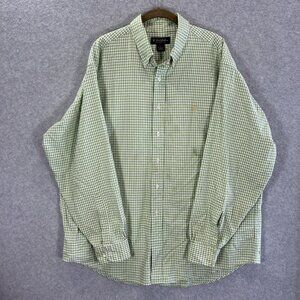 Brooks Brothers Mens Green Gingham Checked Button-Down Shirt XL 100% Supima Cott